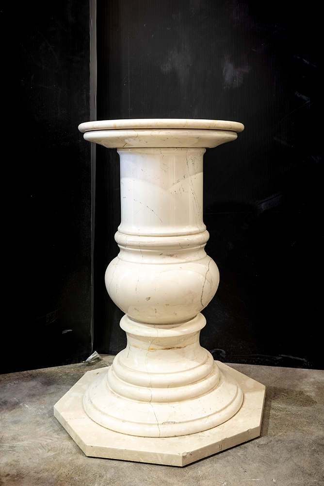 Ornate Crema Marfil Marble Column